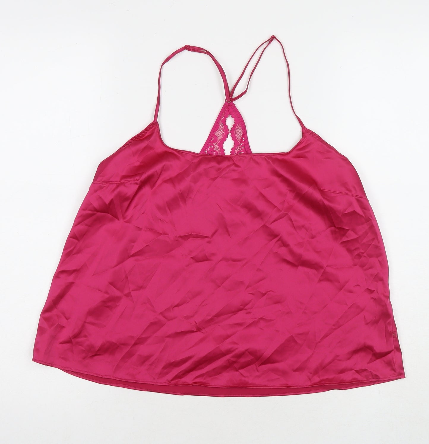 Marks and Spencer Womens Pink Polyester Basic Tank Size M Round Neck