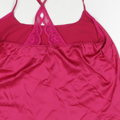 Marks and Spencer Womens Pink Polyester Basic Tank Size M Round Neck