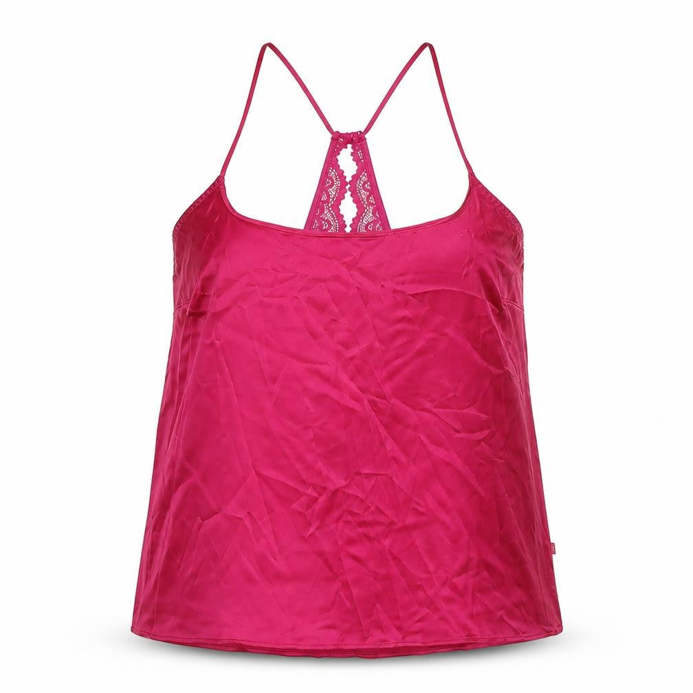 Marks & Spencer Womens Pink Solid Polyester Cami Pyjama Top Size S