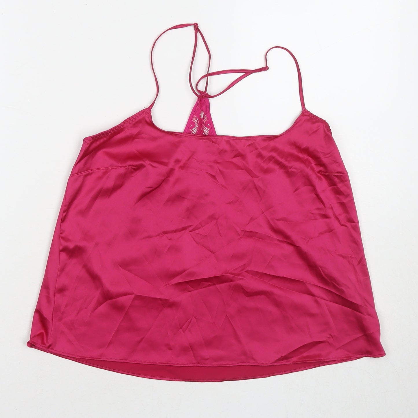 Marks and Spencer Womens Pink Solid Polyester Cami Pyjama Top Size XS