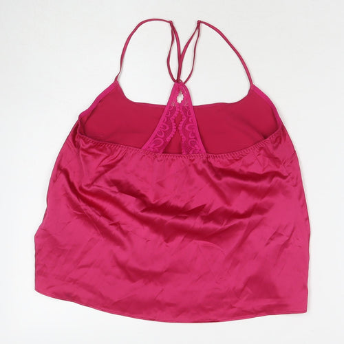 Marks and Spencer Womens Pink Solid Polyester Cami Pyjama Top Size XS