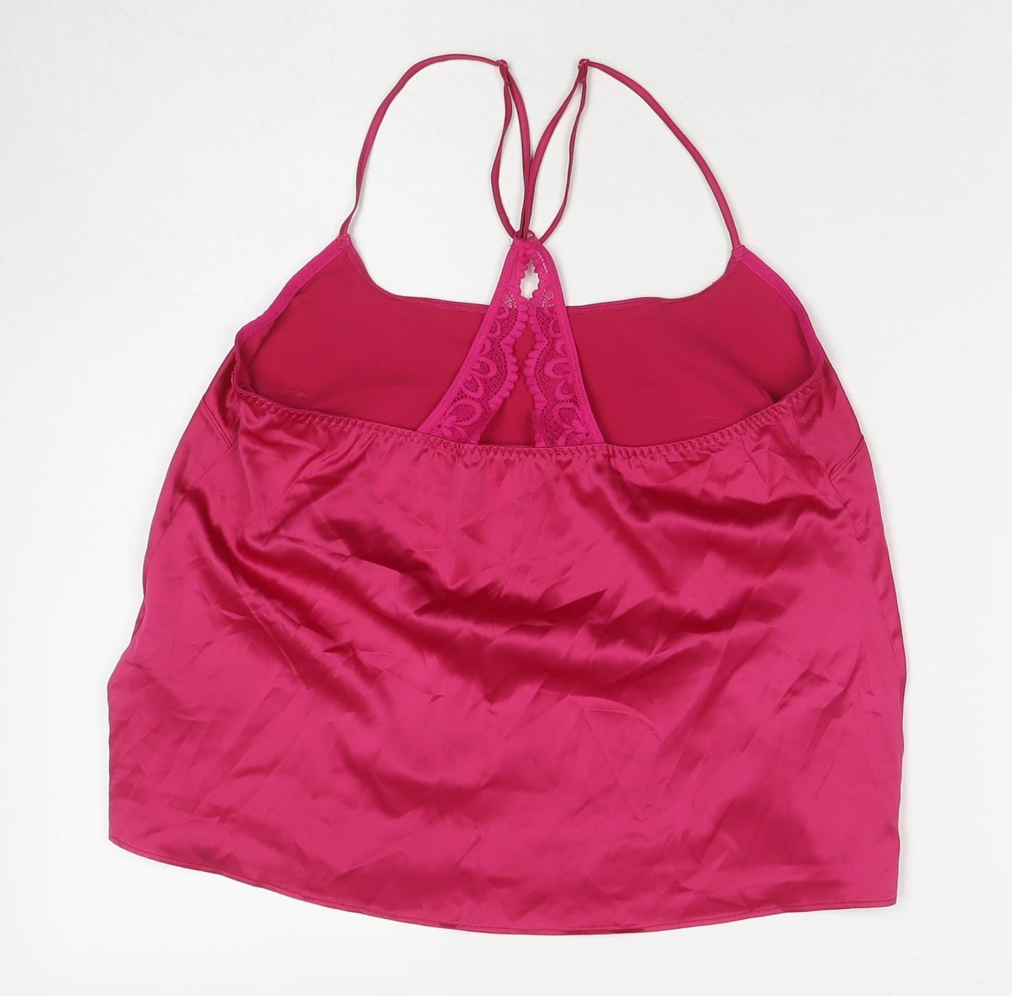 Marks and Spencer Womens Pink Solid Polyester Cami Pyjama Top Size XS