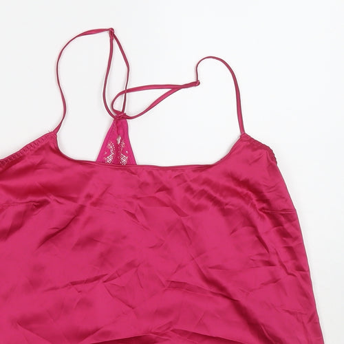 Marks and Spencer Womens Pink Solid Polyester Cami Pyjama Top Size XS