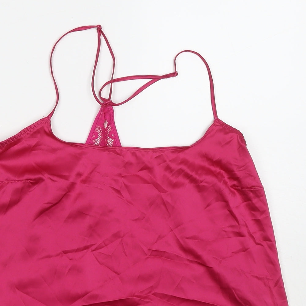 Marks and Spencer Womens Pink Solid Polyester Cami Pyjama Top Size XS