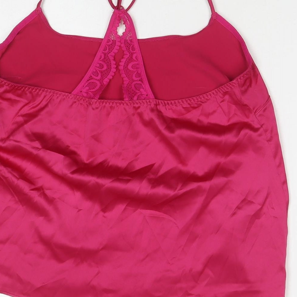 Marks and Spencer Womens Pink Solid Polyester Cami Pyjama Top Size XS