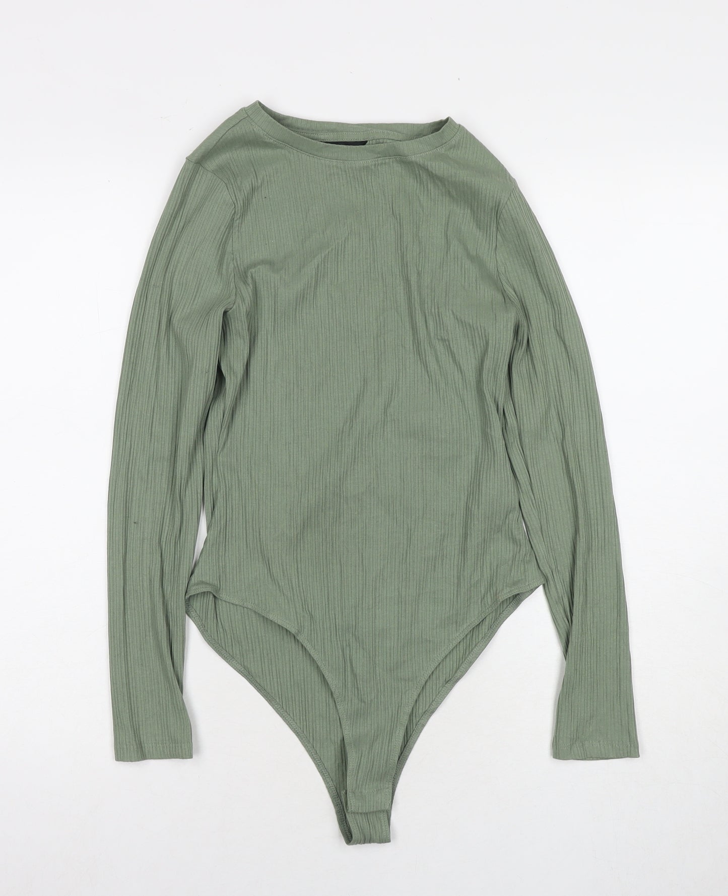 New Look Womens Green Cotton Bodysuit One-Piece Size 12 Snap