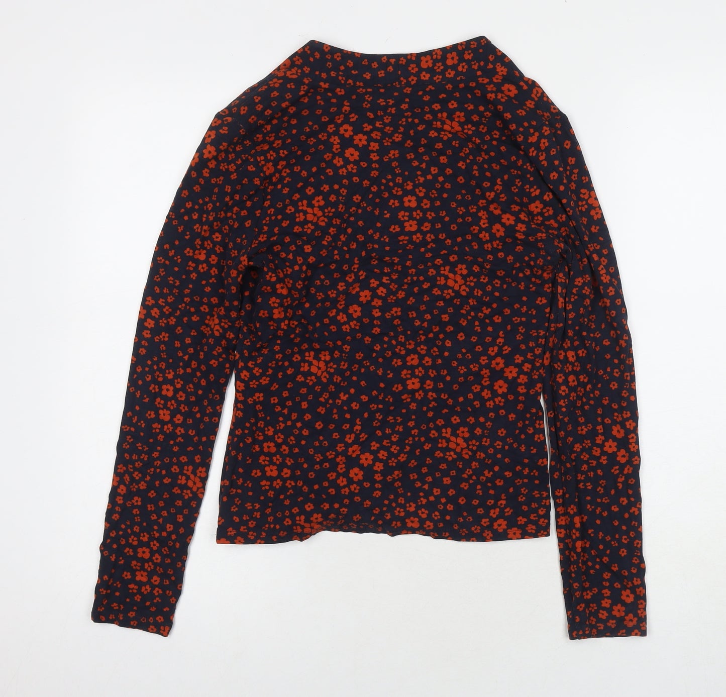 Laura Ashley Womens Blue Floral Viscose Basic Blouse Size 8 Round Neck