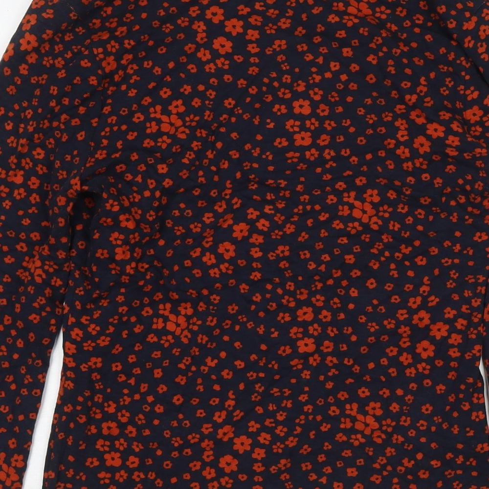 Laura Ashley Womens Blue Floral Viscose Basic Blouse Size 8 Round Neck