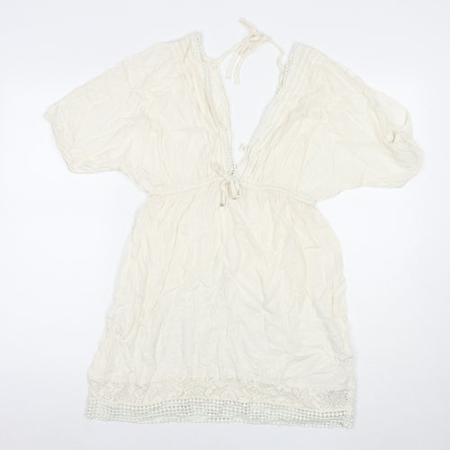 Accessorize Womens White Viscose Fit & Flare Size S V-Neck Pullover