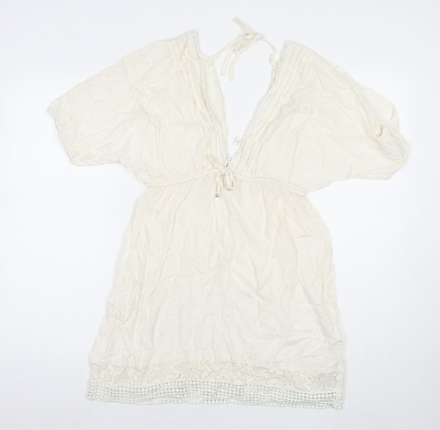 Accessorize Womens White Viscose Fit & Flare Size S V-Neck Pullover