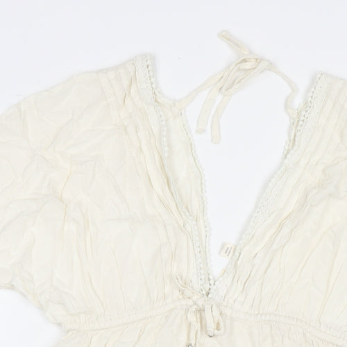 Accessorize Womens White Viscose Fit & Flare Size S V-Neck Pullover