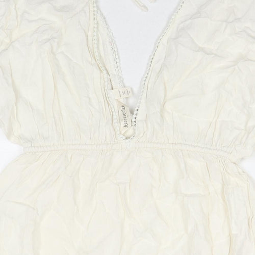 Accessorize Womens White Viscose Fit & Flare Size S V-Neck Pullover