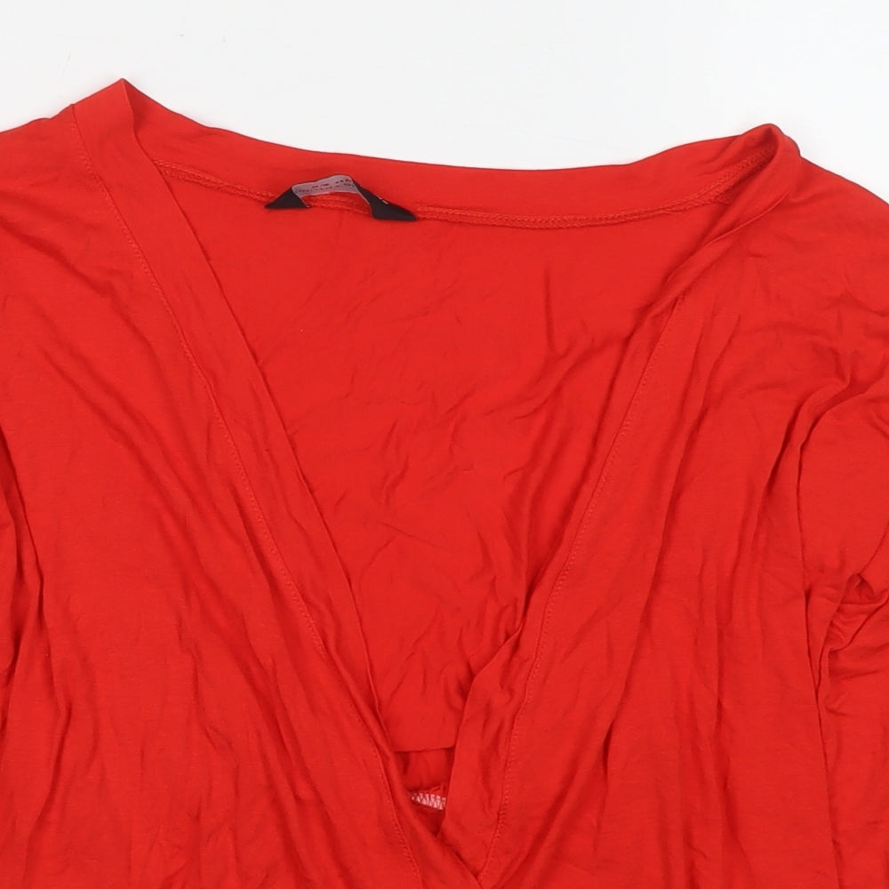 Dorothy Perkins Womens Red Viscose Kimono T-Shirt Size 14 V-Neck