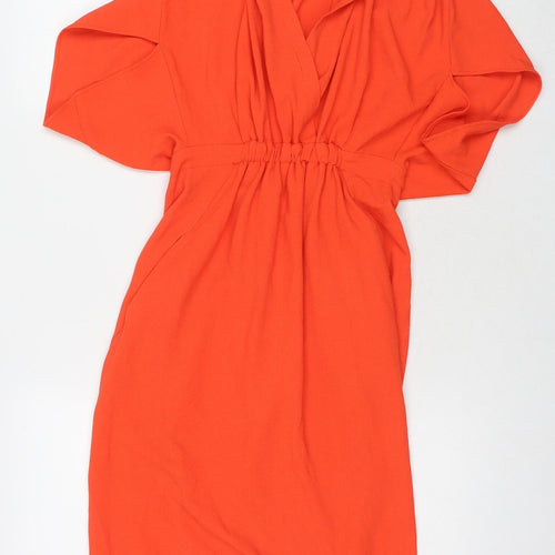 ASOS Womens Orange Polyester A-Line Size 8 V-Neck Pullover