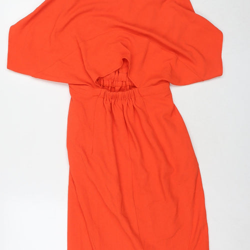 ASOS Womens Orange Polyester A-Line Size 8 V-Neck Pullover