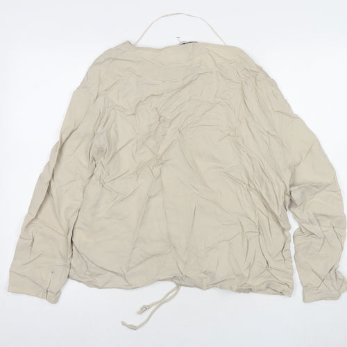 Zara Womens Beige Viscose Basic Blouse Size M Round Neck