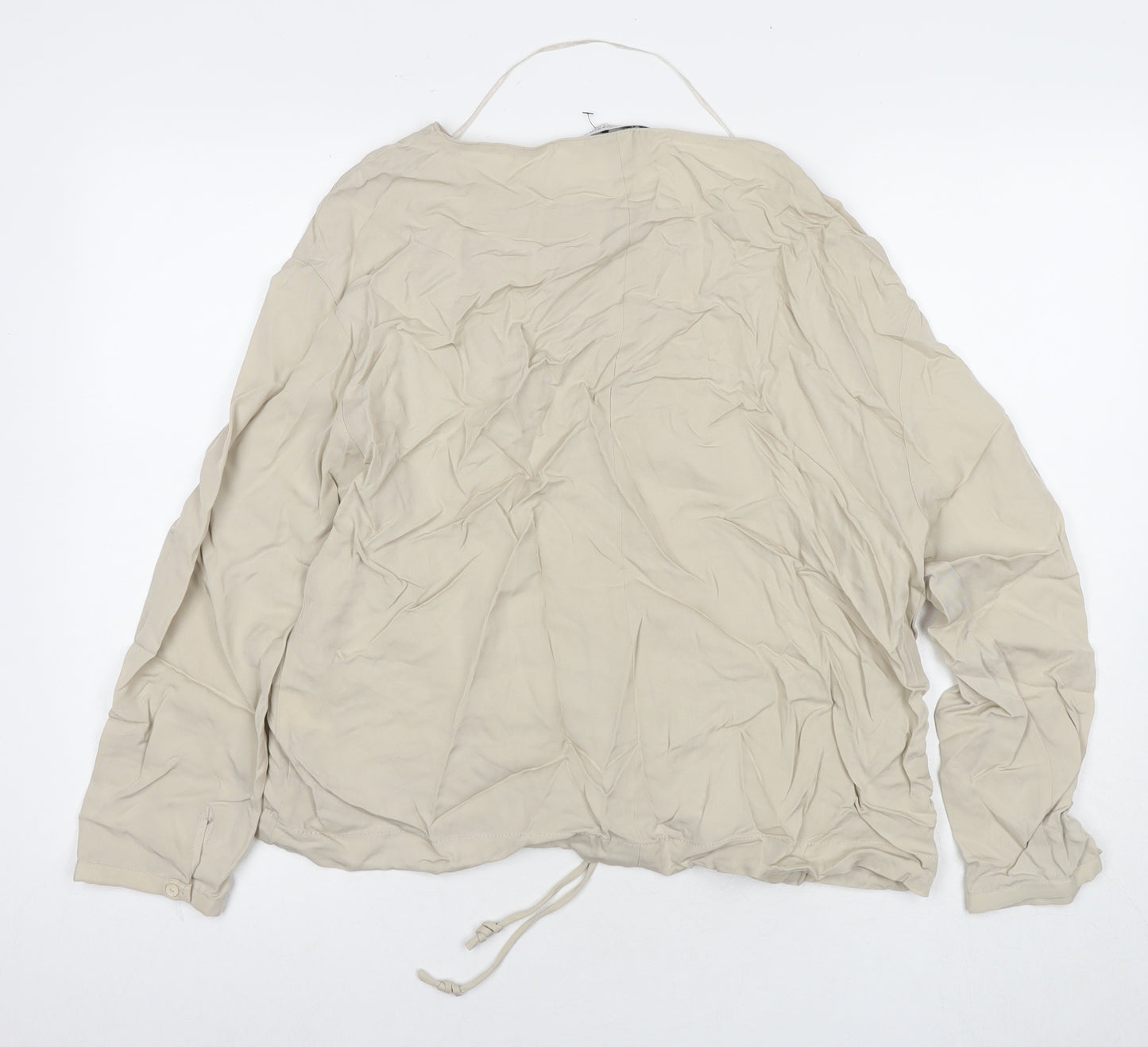 Zara Womens Beige Viscose Basic Blouse Size M Round Neck