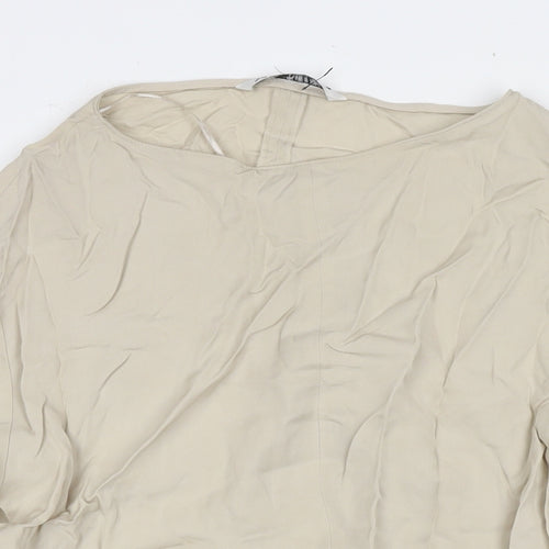 Zara Womens Beige Viscose Basic Blouse Size M Round Neck