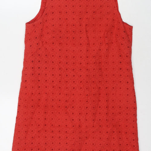 Zara Womens Red Cotton A-Line Size M Collared Zip
