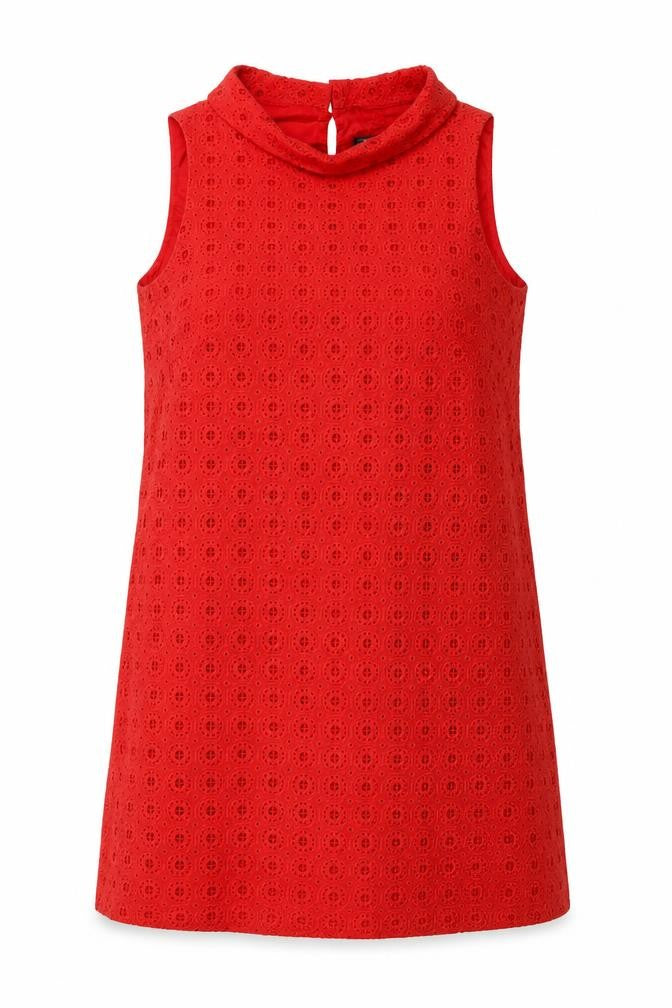 Front view of Zara women’s red cotton a-line, size M, collared zip