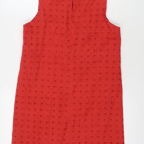 Zara Womens Red Cotton A-Line Size M Collared Zip