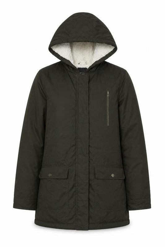 Front view of Forever 21 women’s green jacket, size M, zip