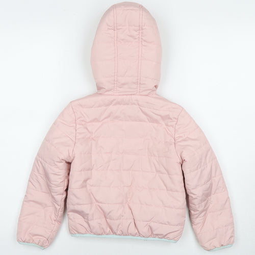 Marks and Spencer Girls Pink Puffer Jacket Jacket Size 6-7 Years Zip