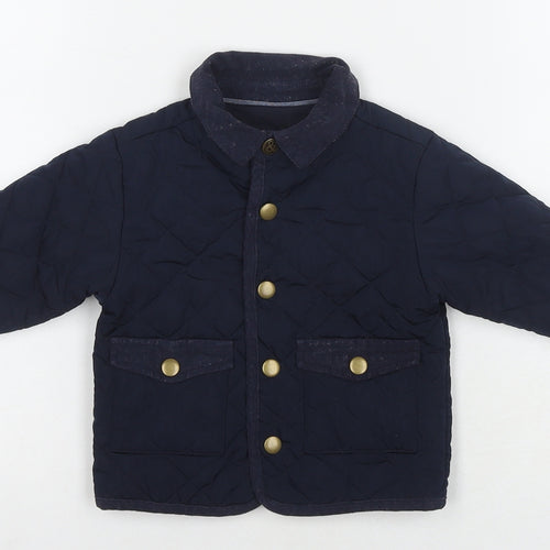 mamas & papas Boys Blue Quilted Jacket Size 6-9 Months Snap