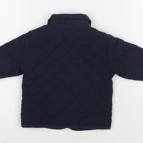 mamas & papas Boys Blue Quilted Jacket Size 6-9 Months Snap