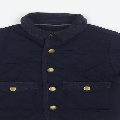 mamas & papas Boys Blue Quilted Jacket Size 6-9 Months Snap