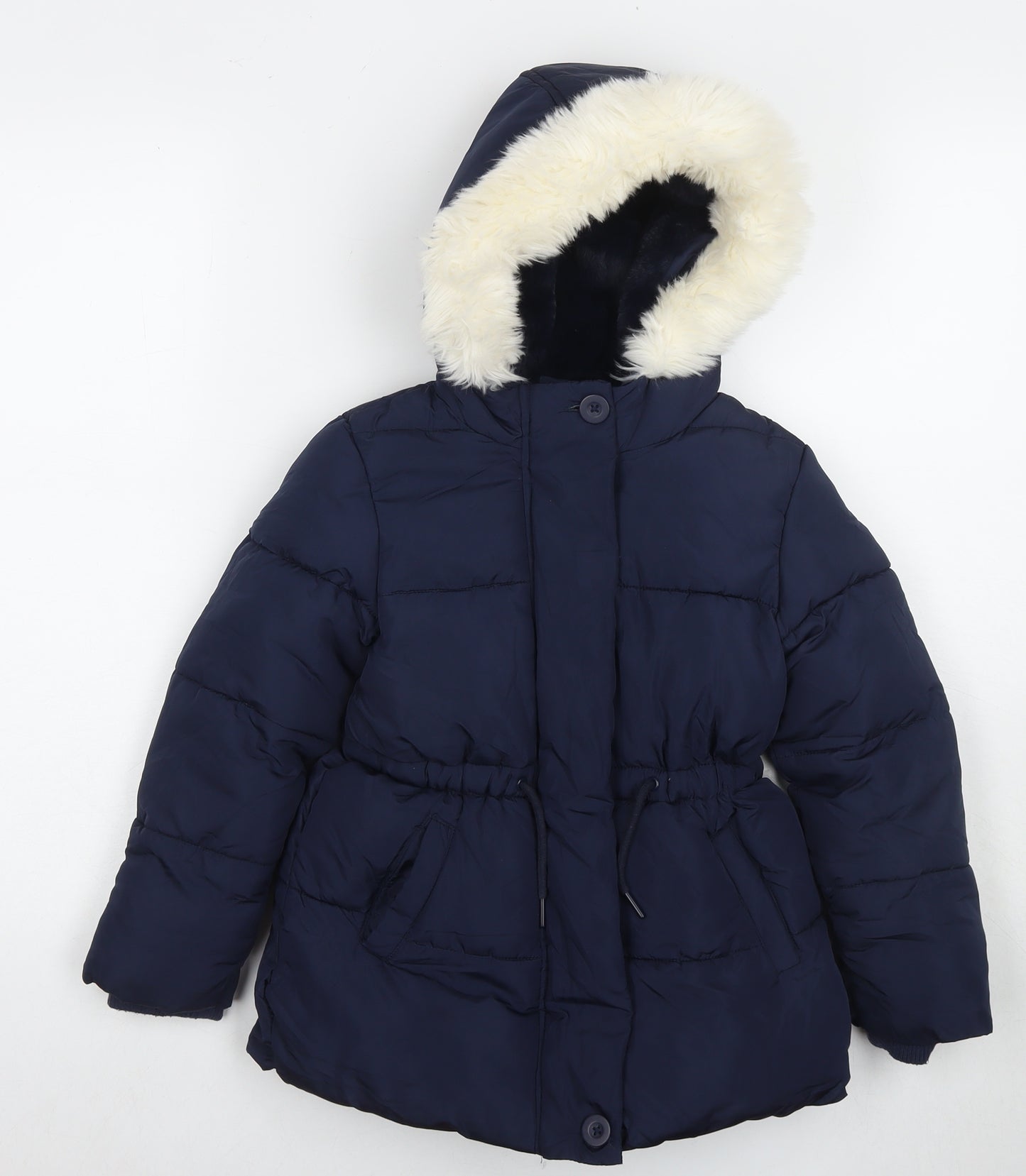 Marks and Spencer Girls Blue Puffer Jacket Jacket Size 5-6 Years Zip