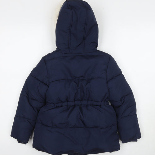 Marks and Spencer Girls Blue Puffer Jacket Jacket Size 5-6 Years Zip