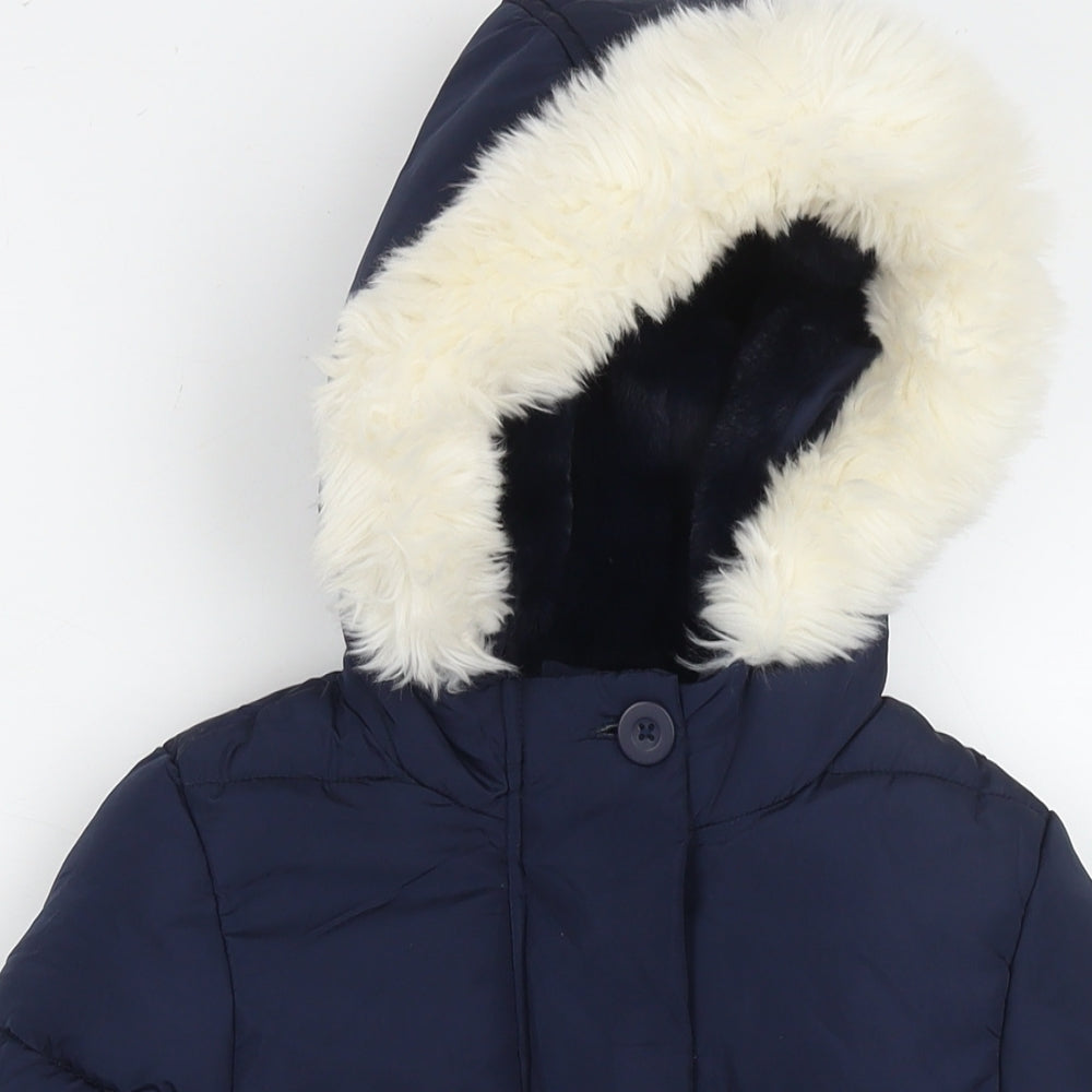 Marks and Spencer Girls Blue Puffer Jacket Jacket Size 5-6 Years Zip