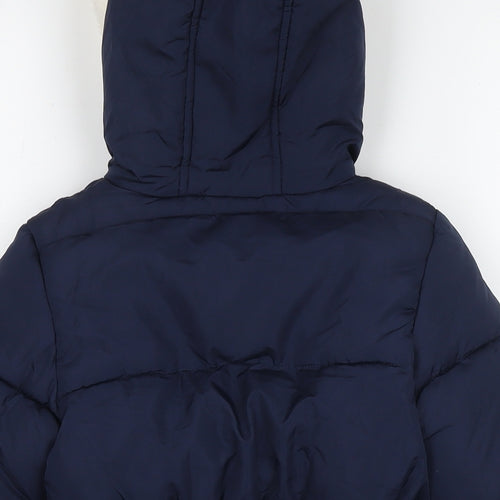Marks and Spencer Girls Blue Puffer Jacket Jacket Size 5-6 Years Zip