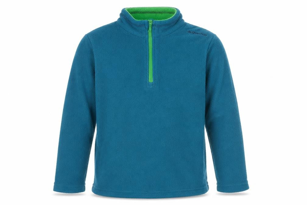 Front view of Decathlon boys’ blue polyester pullover sweatshirt, size 6, years pullover