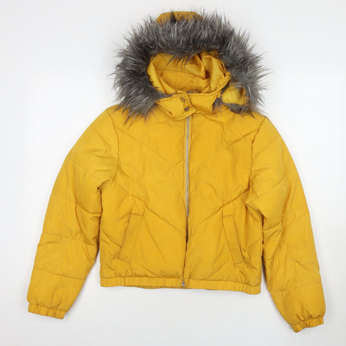 New Look Girls Yellow Puffer Jacket Jacket Size 12-13 Years Zip