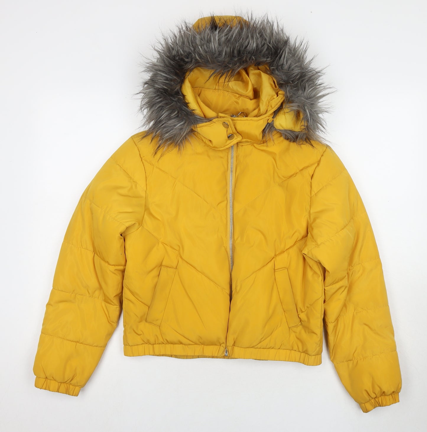 New Look Girls Yellow Puffer Jacket Jacket Size 12-13 Years Zip