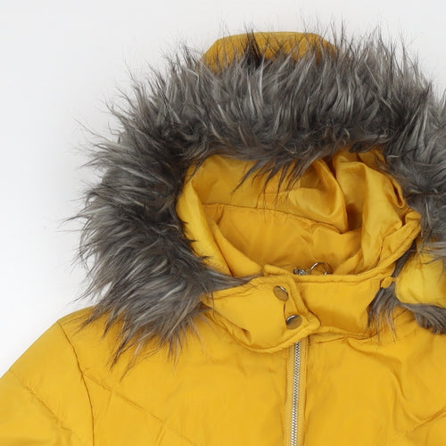 New Look Girls Yellow Puffer Jacket Jacket Size 12-13 Years Zip