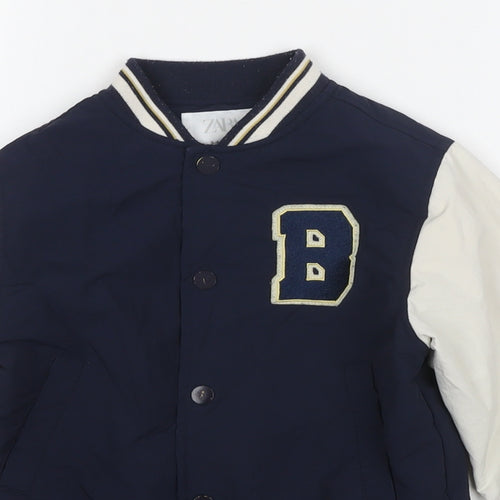 Zara Boys Blue Colourblock Varsity Jacket Jacket Size 3-4 Years Zip