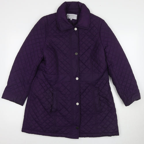 Debenhams Womens Purple Quilted Coat Size 14 Zip