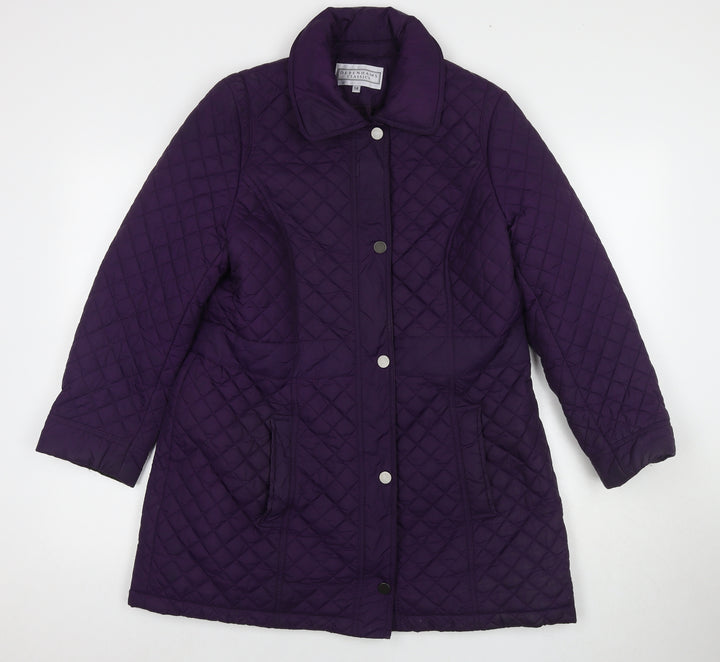 Debenhams Womens Purple Quilted Coat Size 14 Zip