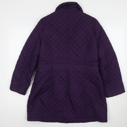 Debenhams Womens Purple Quilted Coat Size 14 Zip