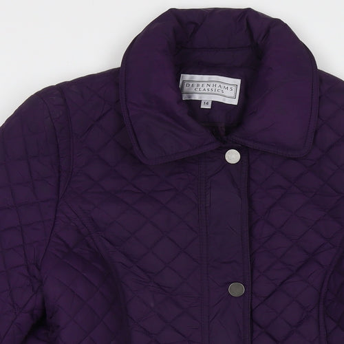 Debenhams Womens Purple Quilted Coat Size 14 Zip