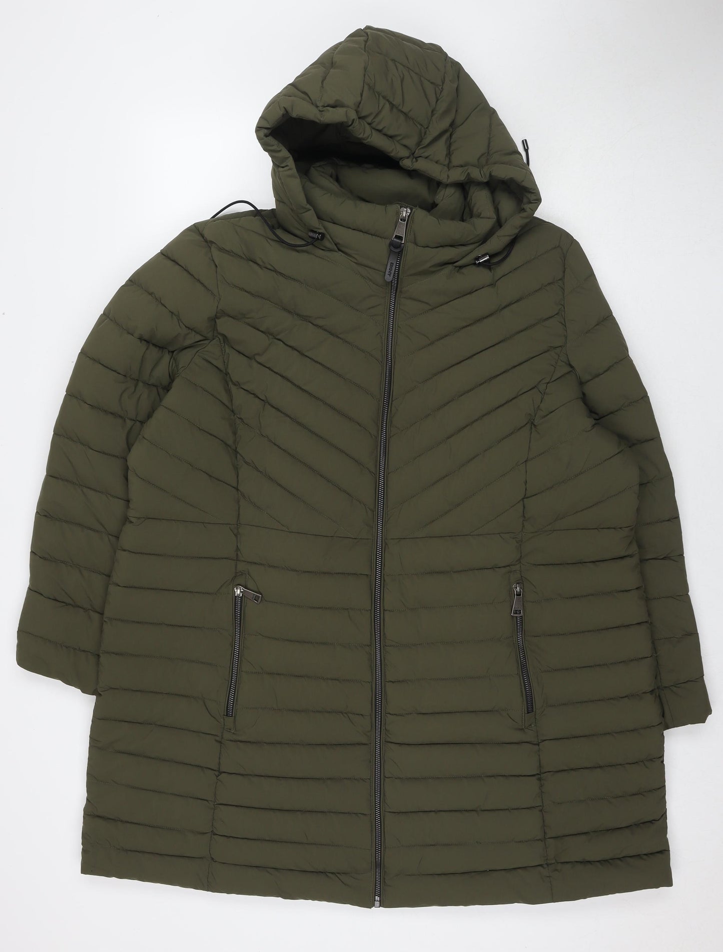 DKNY Womens Green Quilted Coat Size 2XL Zip