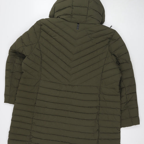 DKNY Womens Green Quilted Coat Size 2XL Zip