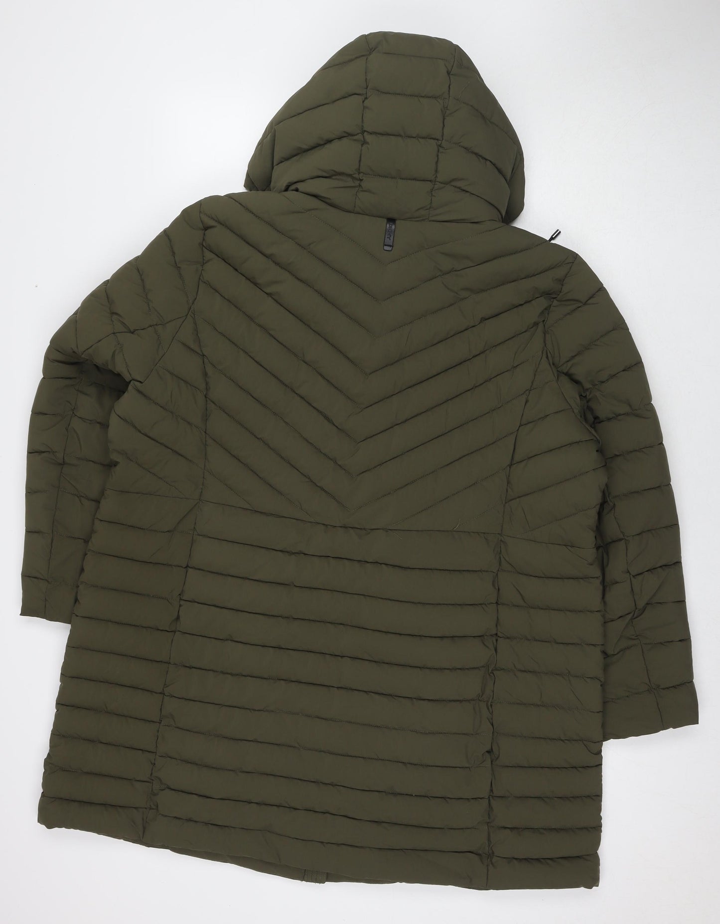 DKNY Womens Green Quilted Coat Size 2XL Zip