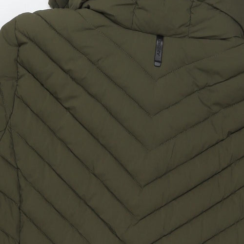 DKNY Womens Green Quilted Coat Size 2XL Zip