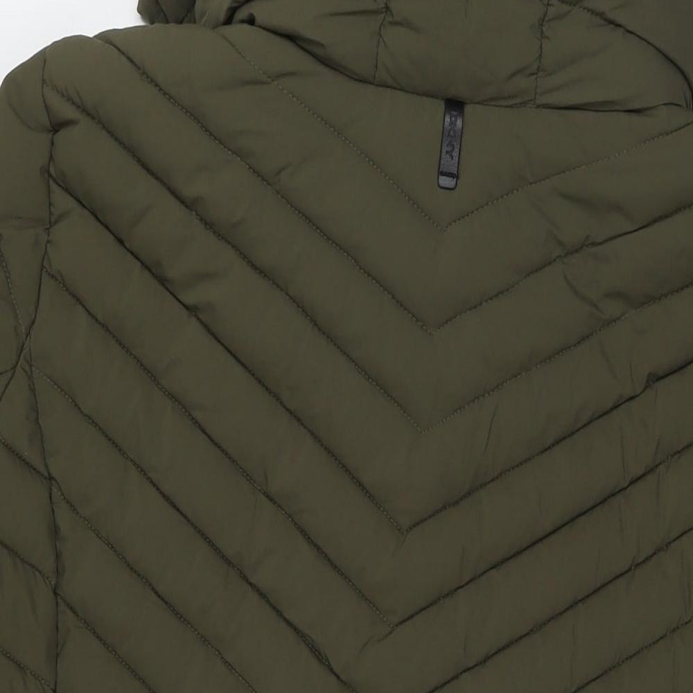 DKNY Womens Green Quilted Coat Size 2XL Zip