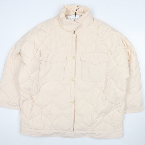 Kaiia Womens Beige Quilted Jacket Size XL Snap