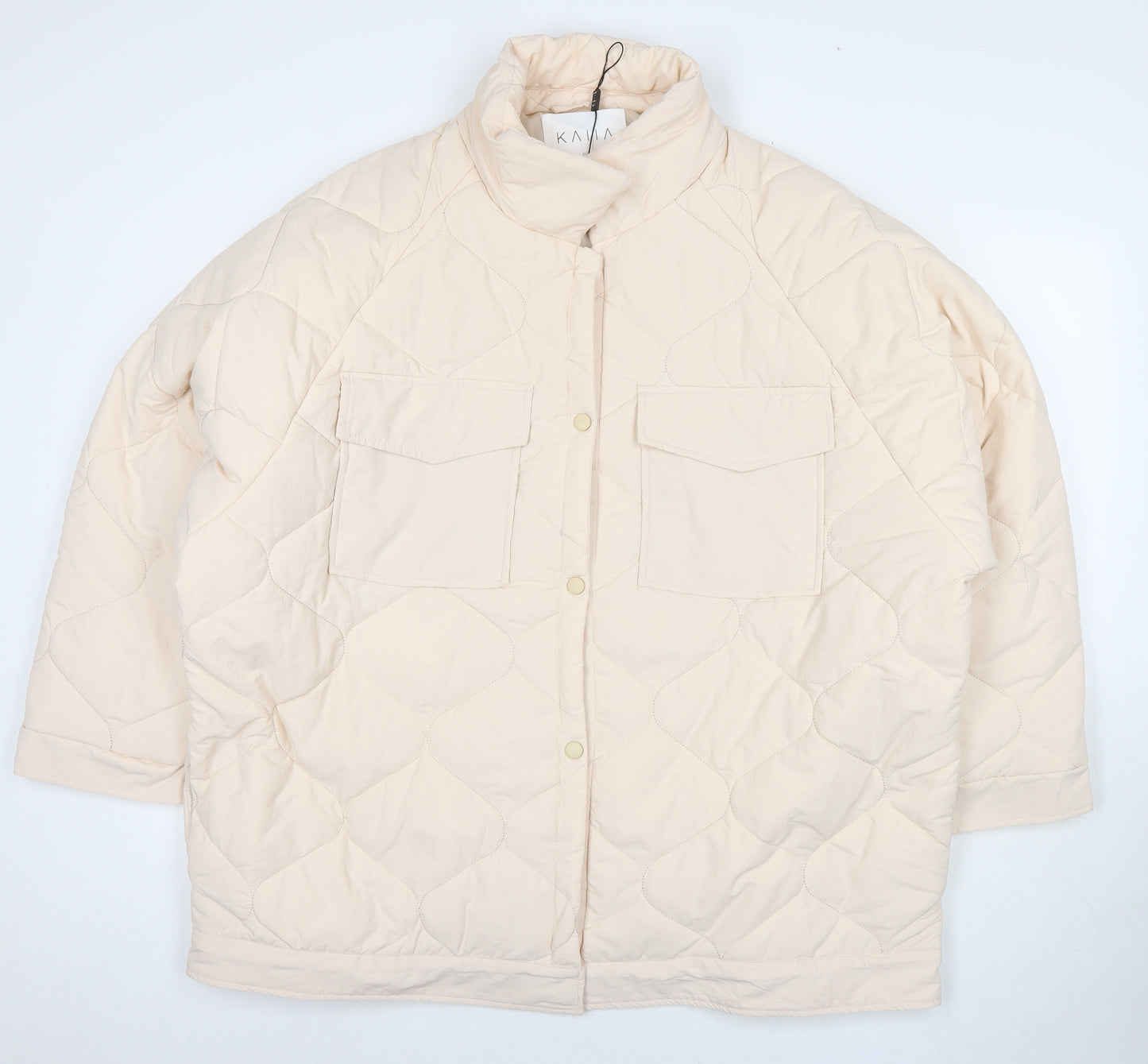 Kaiia Womens Beige Quilted Jacket Size XL Snap